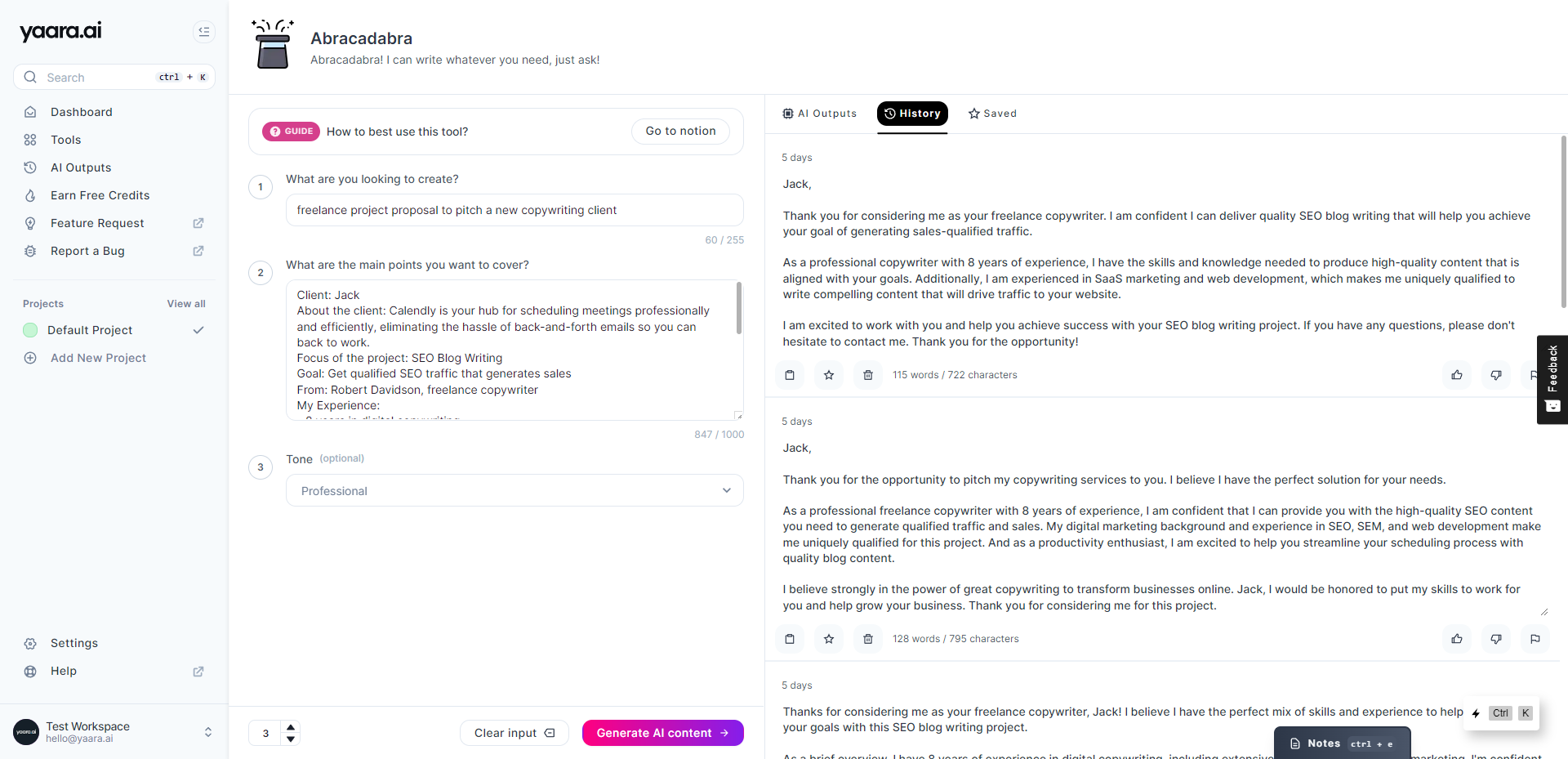 screenshot of Yaara AI